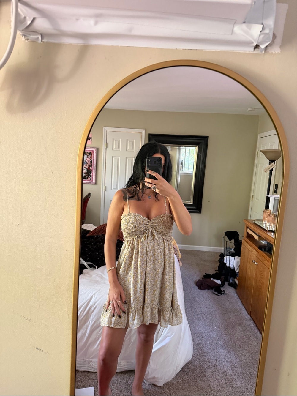 Dress Forum Yellow Floral Tie-Front Mini Dress SIZE SMALL